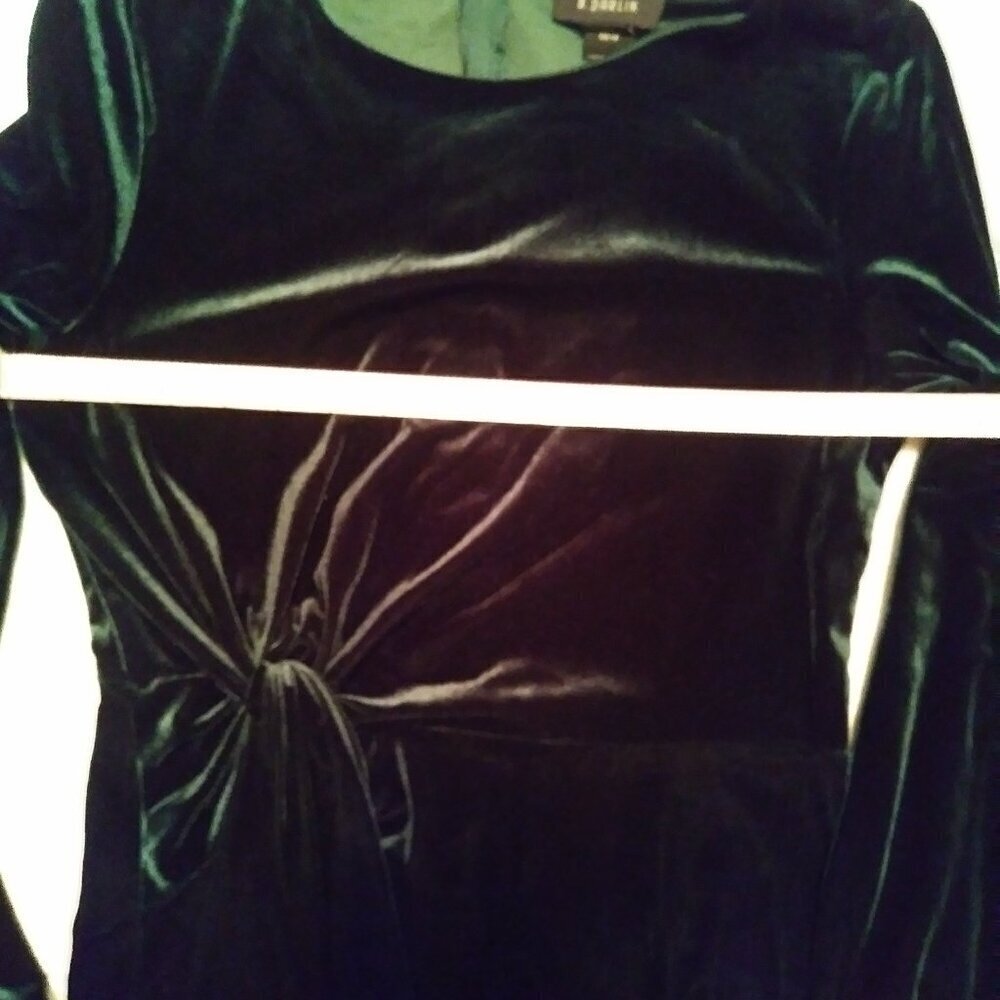 B. Darlin Dark Green Emerald Velvet / Velour Dress | Party/Holiday Dress - Picture 3 of 6